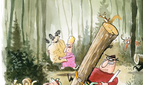 Collecter | © Cartoon: Max Spring / Arbeitsgemeinschaft für den Wald (AfW)